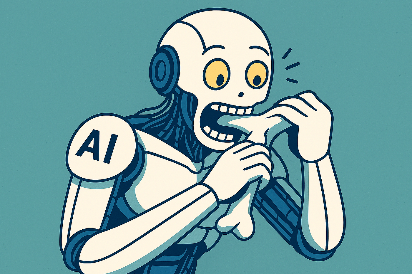 AI robot eating itself — illustration of model collapse